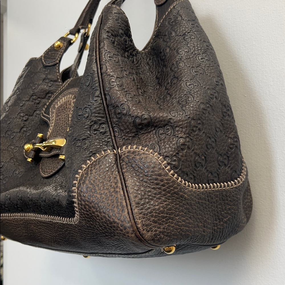 Pre-Loved GUCCI Guccissima Pelham Horsebit Large Shoulder Bag, Brown Leather - Picture 8 of 16